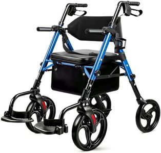 2-in-1 Rollator Walker Transport Wheelchair Combo for Seniors with seat