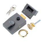 Yale Deadlocking Nightlatch, High Security with Automatic Deadlock, Dark Metallic Gray/Brass, 60 mm