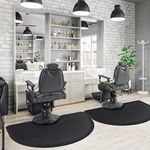 Barber Shop Chair Mat Anti-Fatigue Floor Mat 4′x3′ Salon Floor Mat - Black Semi Circle Salon Mat - 1/2" Thick Office Comfort Floor Mat