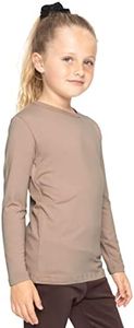Girl's Long Sleeve Crew Neck Top Mocha X-Large