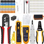 LUBEIN RJ45 Crimp Tool Kit with Tester CAT5/CAT6 Crimper Set, Network LAN Cable Maintenance Ethernet Repair Crimping Tool, 50 Connectors 50 Cable Strain Relief(CAT5-L Shape)