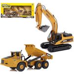 Gemini&Genius Heavy Metal Die-cast Articulated Dump Truck Excavator Engineering Vehicle Construction Alloy Models Toys for Kids and Decoration House Set (Dump Truck& Excavator Suit)