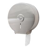 Mind Reader Bathroom Roll Dispenser, Wall Mounted Commercial Toilet Paper Holder for Restroom Stall, Restaurant, Campus, Locking Refillable Compartment, Includes Keys, Stainless Steel, Silver