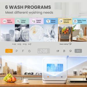 COMFEE Tabletop Dishwasher – Compact White Countertop Dishwasher