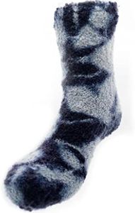 Tie Dyed Fuzzy Wool Sherpa Lined Non Skid Slipper Socks, Blue M