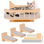 Wall Mounted Cat Hammock Cat Wall Shelves with 3 Steps,Cat Shelves and Perches for Wall, Cat Wall Furniture with Plush Covered,Cat Climbing Shelf, Cat Scratching Post for Climbing Sleeping Playing