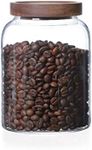 INCETUE 1200ML / 50 FL Oz Glass Storage Jar with Wood Lid, Stackable Clear Cylinder Bottle Canister Pantry Jar with Air Tight Bamboo Lid for Food, Coffee, Flour, Spaghetti