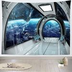 Loccor 9x6ft Space Ship Tapestry Photo Backdrop Earth Galaxy Themed Outer Space Tapestry Kids Offices Birthday Party Decoration Space Bedroom Living Room Dorm Wall Hanging