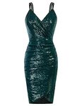 GRACE KARIN Wedding Guest Dresses for Women Formal Sequin Sparkly Bodycon Mini Dress Blue Green XL