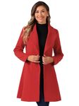 Allegra K Notched Lapel Coat for Women's Outwear 2023 Single Breasted Belted Long Winter Coats Red XS