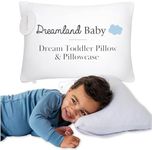 DREAMLAND BABY Toddler Pillow and Pillowcase, 13 x 18. Machine Washable, 100% Cotton Kids Pillow + Ultra Soft Viscose Pillowcase. Perfect Addition to Toddler Bedding Set, Ideal for Travel