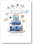 Noel Tatt Son-in-Law Birthday Card - Birthday Cake & Stars - Eco-Friendly & Recyclable