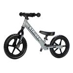 Strider 12” Sport Bike, Matte Gray - No Pedal Balance Bicycle for Kids 1 to 4 Years - Includes Safety Pad, Padded Seat, Mini Grips & Flat-Free Tires - Tool-Free Assembly & Adjustments