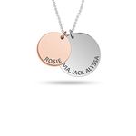 Silver Style Personalized Customized Engraved Double Disc Charm Name Message Necklace for Women