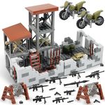 Finger Rock Military Base Building Block Set, WW2 Army Mini War Accessories Kits, Military Ruins Guard Tower Guns Army Supplies Block Toy for Kids 8 10 12 14