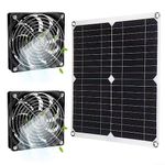 Solar Panel Fan Kit, 25W Solar Powered Dual Fan 25W Solar Powered Dual Fan IP65 Waterproof Ventilation Chicken Pet Dog House