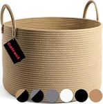 Catract Jute Cotton Basket, Handcrafted Woven Storage Planter Basket For Home Decor, Multi-Purpose Bag With Handle For Living Room Bathroom Laundry & Toys (15 X 13 Inches, Full Honey)