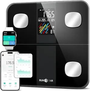 Smart Scale for Body Weight and Fat Percentage, RunSTAR High Accuracy Digital Bathroom Scale with Large Display for BMI Heart Rate 15 Body Composition Analyzer Sync with Fitness App 400lb