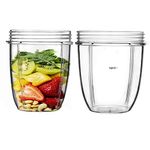 ELEFOCUS 2 X 18 oz Short Cups Compatible with Nutribullet 600W and 900W model Blender Juicer