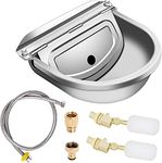 Automatic Waterer Livestock Bowl Stainless Steel 304 for Dog Goat Pig, Water Trough with 2 Float Valves, 39 inch Water Hose, 3/4'' Connector