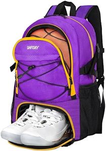 DAFISKY Basketball Backpack, Basketball Bag with Ball Holder Shoes Compartment, Sports Equipment Bag for Soccer Ball, Volleyball, Purple