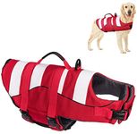 Dog Life Jacket with Reflective Stripes,Adjustable High with Strong Rescue Handle Dog Life Vest for Swimming and Boating (Red, S (Chest Girth: 16.5"-20.9"))