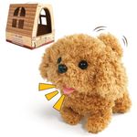 Nuheby Walking Dog Toy Lifelike Doggy Smart Pets Barking Tail-wagging Wagging Simulation Dog Teddy Interactive Toys Crawling Toys for Babies Gifts for 3 4 5 Years Old Kids Boys Girls