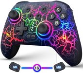 Switch Controller for Nintendo Switch/Lite/OLED, Wireless Switch Controller with 10 LED Light, Pro Switch Controllers with One Key Pairing, Wake Up, Turbo, Vibration, 6-Axis Gyro, 1000mAh Battery, 16H Playtime, Flame