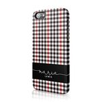 Tirita Personalised Initials Custom Hard Phone Case Compatible with iPhone 5 / 5s / SE 2016 Black Red Check