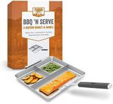 Yukon Glory™ BBQ 'N SERVE 3 Section BBQ Grill Basket The Grilling Basket Includes a Clip-On Handle - Perfect Grill Baskets for Outdoor Grill Vegetables or Fish Basket & Meat