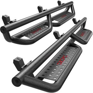 OEDRO All-Steel Build Running Boards Compatible with 2018-2024 Jeep Wrangler JL 4 Door, Bolt-on Side Steps with Leaf Shaped Design, Black Powder Coated Nerf Bar