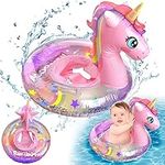 Baby Swimming Float with Safety Seat, Unicorn Inflatable Swimming Ring with Double Handle, Toddler Waist Baby Pool Float Ring for 1-5 Years Kids/Children Water Training (Unicorn)