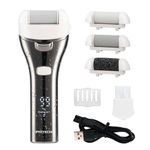 Electric Foot Callus Remover, Rechargeable Portable Electronic Foot File Pedicure Kits, 3 Roller Heads, 3 Speed, Battery Display for Remove Cracked Heels Calluses and Dead Skin(BCM-1852)