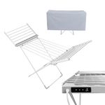 AMOS Electric Heated Clothes Airer with Digital Control Display, Thermostat, and Timer Foldable Indoor Laundry Drying Rack, With Cover