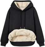 Trendy Queen Women's Fleece Lined Hoodie Winter Clothes Casual Warm Sherpa Long Sleeve Comfy Oversized Hooded Sweatshirt Cute Comfort Pullover 2024 Fall Fashion Y2k Teen Preppy Outfits Black M