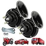 Snail Horn 300DB,Dual Tone Car Horn 2Pcs 300DB Super Loud Train Horn Air Horns 12V Waterproof Double Horn Raging Sound Electric Snail Horn For Car Motorcycle Bikes Truck And Boats (Black)