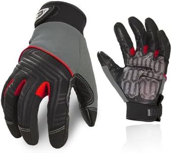 Vgo... Work Gloves Men in Cowhide Leather, Heavy Duty Mechanic Work Gloves Touchscreen Anti-Vibration Anti-abrasion Safety Gloves,1 Pair