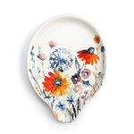 DEMDACO Orange and Blue Meadow Flowers 6 x 4.5 Stoneware Spoon Rest