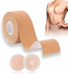 Breast Tape Strapless Boob Tape Breast Lift Tape 5M With 2Pcs Nipple Covers Self Adhesive Booby Body Tape For Large Breasts Stretchable Chest Tape For Tit Bra Tape Under Clothing Women Essentials