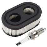 VooGenzek 1 PC Air Filters and 1 PC Spark Plug, Air Cleaner Cartridge Replacement for 593260 Walk-Behind Lawn Mower, Compatible with Briggs & Stratton Engines 798452