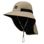 Clape UV Protection Sun Hat with Neck Flap Waterproof Outdoor Safari Hat Windproof Boonie Hat with Chin Strap Wide Brim Fishing Hat for Adults