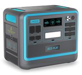 Eco Play SYD2400 Portable Power Station 2400W, 2048Wh LiFePO4 Battery Backup Supply, 1.8H Fast Charging, Variable Input Power, 4000+ Cycle Time, Solar Generator for Camping, RV, Home, Emergency