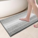 Biscpro Bath Mat, 50 x 80 cm Extra Soft Thick Chenille Bathroom Rug Mat, Non Slip Absorbent Shaggy Shower Carpet Rug Mat for Bathroom, Machine Washable (Grey)