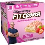 FITCRUNCH Snack Size Protein Bars, Designed by Robert Irvine, 6-Layer Baked Bar, 3g of Sugar & Soft Cake Core (18 Bars, Strawberry Strudel)
