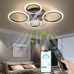 FIMEI 26'' Ceiling Fan with Lights and Remote, 6 Speeds Fan & Stepless Dimming Light, Remote Control & APP, Modern Bedroom Fan Lighting, Small Led Ceiling Fan Light (JMY9010)