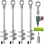 Insaga Tent Peg, Heavy Duty Ground Stake Metal Earth Anchor, 45cm Spiral Blade Screw in Trampolines Kit for Swing Kit/Camping/Shed/Dog/Carport with Fixed Ring, 4 Pack