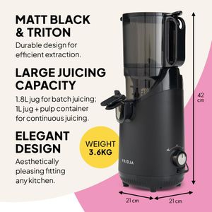 Fridja f2500 Slow Juicer – Matte Black Cold Press Extractor