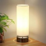 Seaside Village Touch Control Table Lamp Bedside Minimalist Desk Lamp Modern Accent Lamp Dimmable Touch Light with Cylinder Lamp Shade Night Light Nightstand Lamp for Bedroom Living Room Kitchen E26 Bulb Included