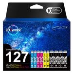 Uniwork 127XL Ink Cartridge Value Pack 10 Pack Remanufactured for Epson 127 Ink T127 Ink to use with Workforce 545 845 645 WF-3540 WF-3520 WF-7010 WF-7510 WF-7520 (4BK, 2C, 2M, 2Y)