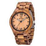 MUJUZE Wood Watch, Wooden Watch for Men, Handmade Lightweight Wooden Wrist Watches, Mens Wooden Watch, Wood Watch Gifts for Men, ME1001Acacia wood, wooden watch men